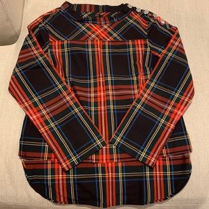 J Crew Plaid Top with Jewels — SIZE 4!